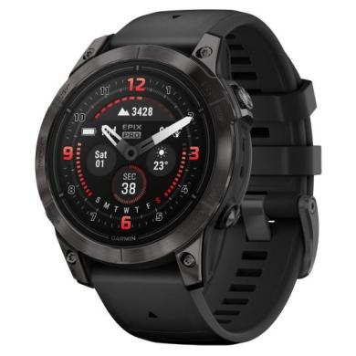 Garmin Epix Pro (Gen 2) Sapphire 51mm noir/gris charbon Titan QuickFit-Bracelet en silicone (010-02804-01) - bon état Reconditionné - Garmin reconditionné disponible sur As Good As New